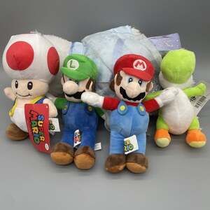 4 SUPER MARIO BROS PLUSH 2023-25 MARIO, LUIGI, YOSHI, TOAD Good Stuff Nintendo